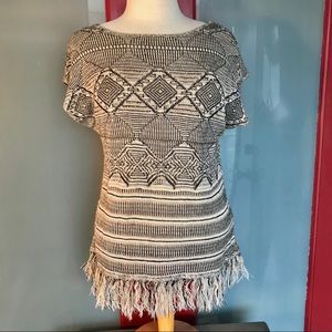Ruby Rd. tassel fringe knit top